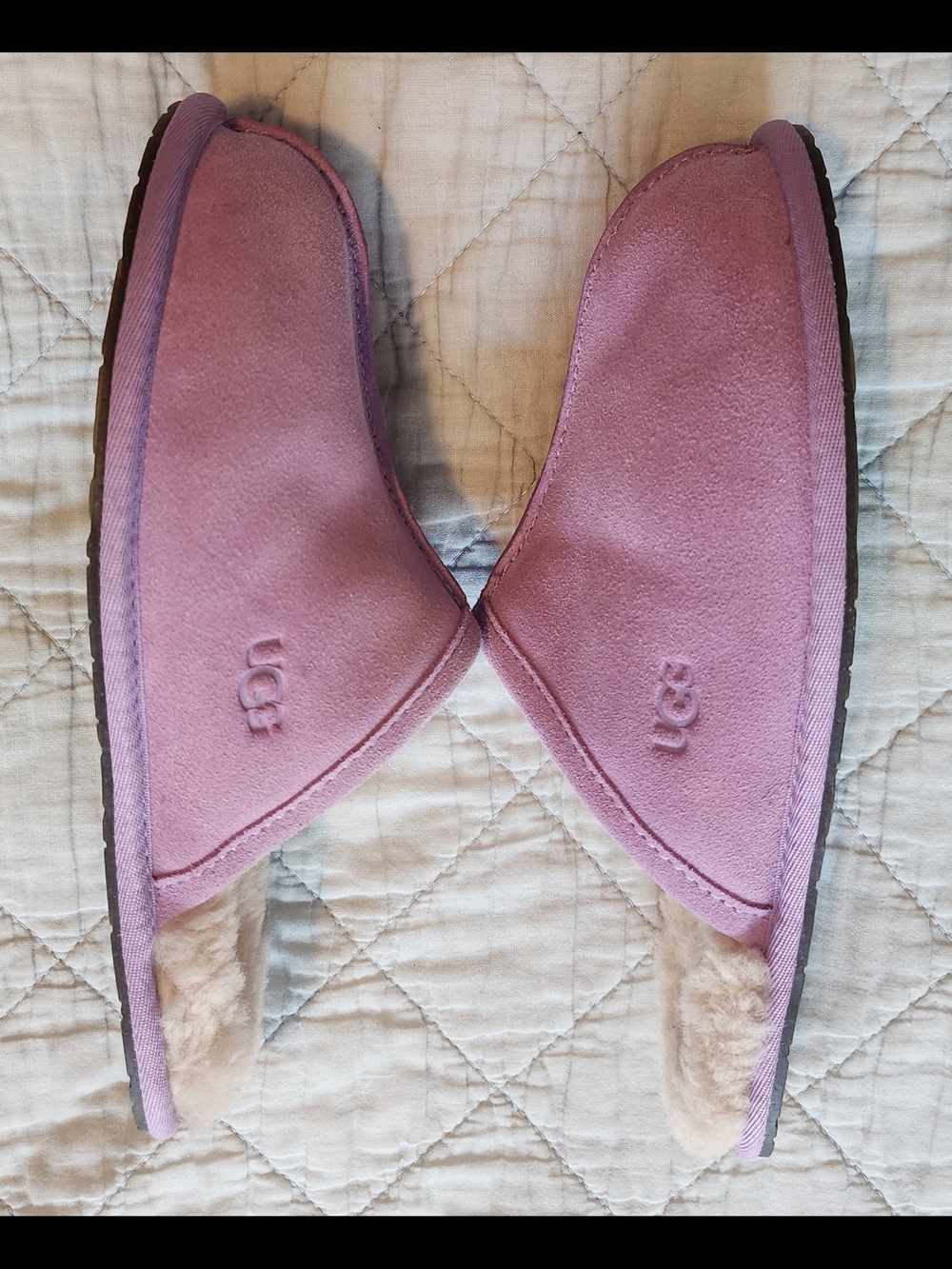 UGG Scuffette Women's Lavender Suede Shearling Slippers - Picture 6 of 9